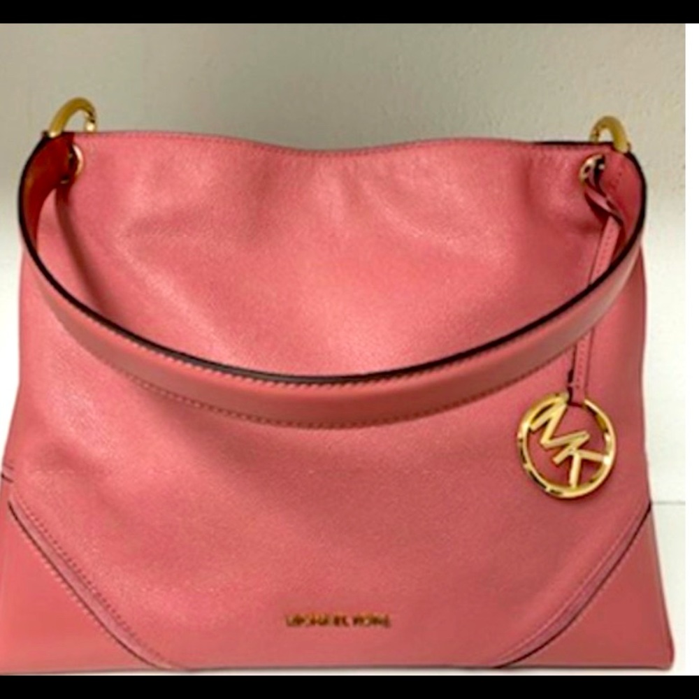 Michael Kors Nicole 35T9GNIL2L Medium Shoulder Leather Bag Peach